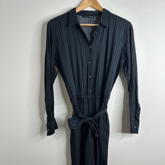 Uniqlo x Marimekko Jumpsuit Womens XS Black Blue Belted Button Front Geometric - Picture 3 of 14